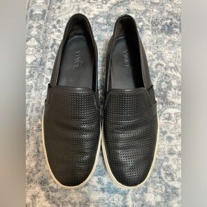 Vince Blair Perforated Slip-On Sneakers in Black. Size 7.5